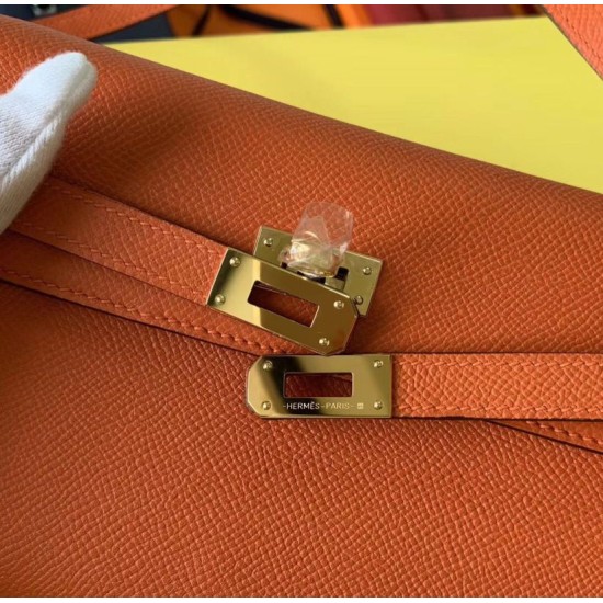 Top Replica Hermes Kelly Classique To Go Wallet Epsom Orange