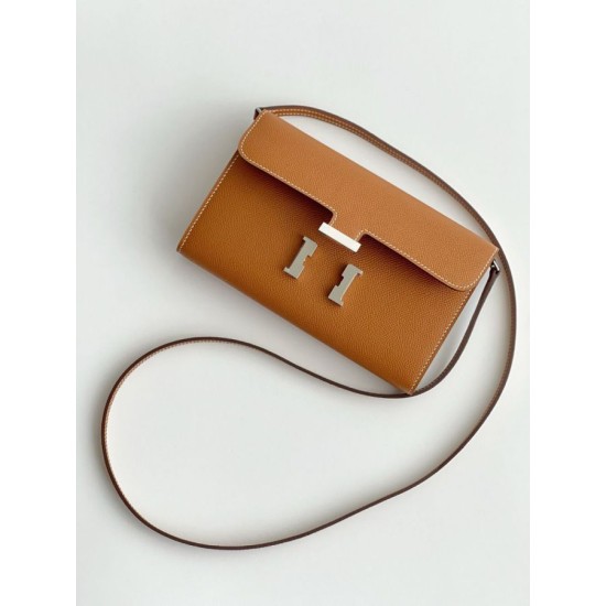 Top Replica Hermes Constance To Go Wallet Epsom Brown
