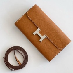 Top Replica Hermes Constance To Go Wallet Epsom Brown
