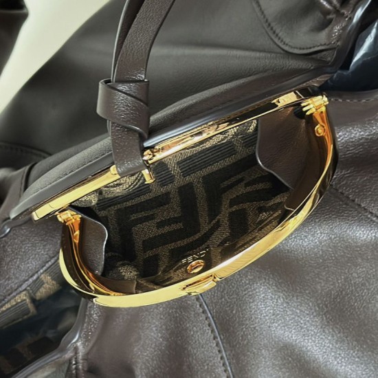 Super Clone Replica Fendi Spy Hobo Bag Small B2:B65ia/Large with Twisted Handle in Coffee Top Replica Fendi Spy Hobo Bag Small B2:B65ia/Large with Twisted Handle in Coffee