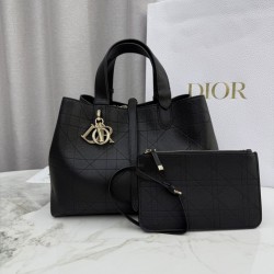 Top Replica Dior Toujours Medium/Large Macrocannage Calfskin Bag, Black