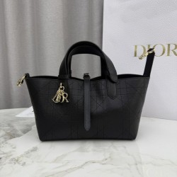 Top Replica Dior Toujours Small Macrocannage Calfskin Bag, Black