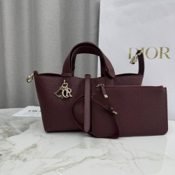 Top Replica Dior Toujours Small Macrocannage Calfskin Bag, Burgundy