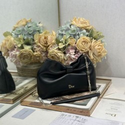 Top Replica Dior Bow Bag with Black Bow and Gold-Finish Metal
