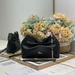Top Replica Dior Bow Bag with Black Bow and Gold-Finish Metal