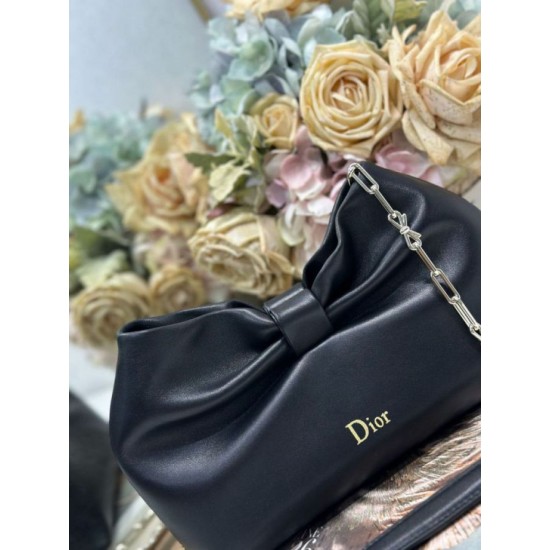 Super Clone Replica Dior Bow Bag with Black Bow and Gold-Finish Metal Top Replica Dior Bow Bag with Black Bow and Gold-Finish Metal