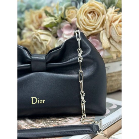 Super Clone Replica Dior Bow Bag with Black Bow and Gold-Finish Metal Top Replica Dior Bow Bag with Black Bow and Gold-Finish Metal