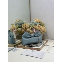 Super Clone Replica Dior Bow Bag with Blue Bow and Gold-Finish Metal Top Replica Dior Bow Bag with Blue Bow and Gold-Finish Metal
