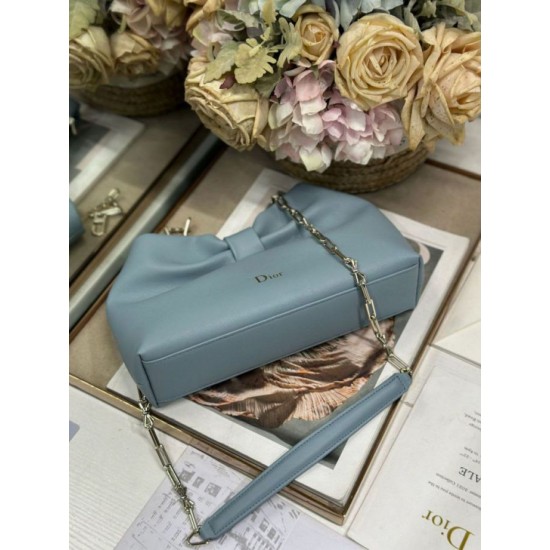 Super Clone Replica Dior Bow Bag with Blue Bow and Gold-Finish Metal Top Replica Dior Bow Bag with Blue Bow and Gold-Finish Metal