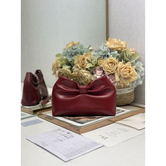 Super Clone Replica Dior Bow Bag with Claret Bow and Gold-Finish Metal Top Replica Dior Bow Bag with Claret Bow and Gold-Finish Metal