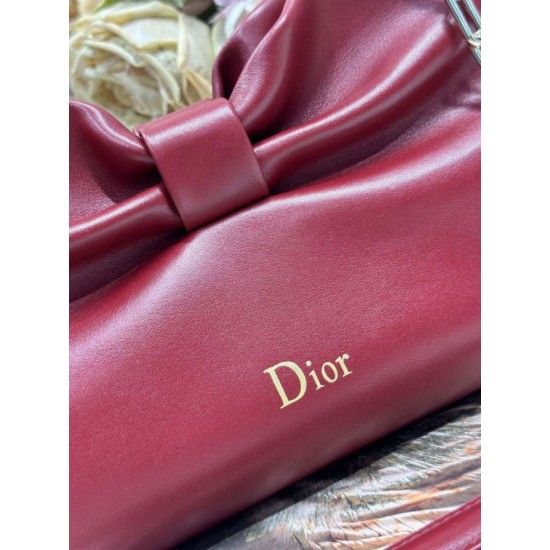 Super Clone Replica Dior Bow Bag with Claret Bow and Gold-Finish Metal Top Replica Dior Bow Bag with Claret Bow and Gold-Finish Metal