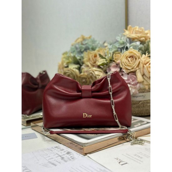 Super Clone Replica Dior Bow Bag with Claret Bow and Gold-Finish Metal Top Replica Dior Bow Bag with Claret Bow and Gold-Finish Metal