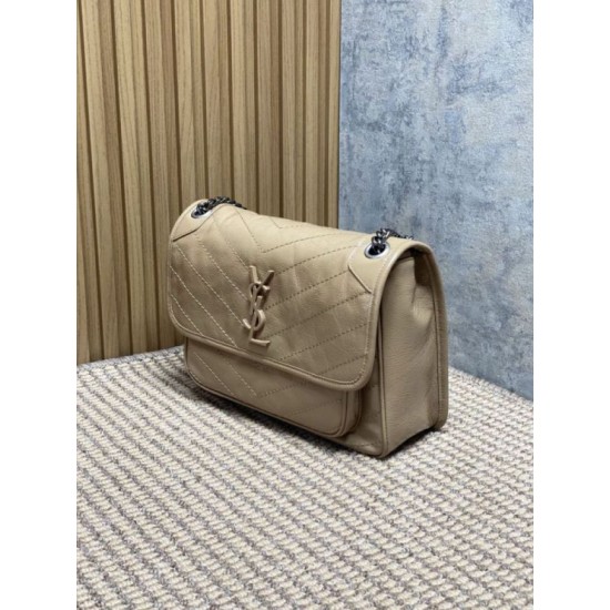 Super Clone Replica Vintage YSL Saint Laurent Niki Medium Crossbody Bag in Waxed and Oiled Leather, Apricot Top Replica Vintage YSL Saint Laurent Niki Medium Crossbody Bag in Waxed and Oiled Leather, Apricot