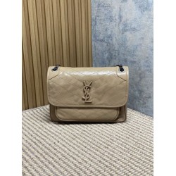 Top Replica Vintage YSL Saint Laurent Niki Medium Crossbody Bag in Waxed and Oiled Leather, Apricot