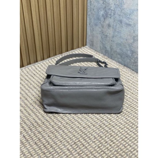 Super Clone Replica Vintage YSL Saint Laurent Niki Medium Crossbody Bag in Waxed and Oiled Leather, Gray Top Replica Vintage YSL Saint Laurent Niki Medium Crossbody Bag in Waxed and Oiled Leather, Gray