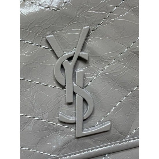 Super Clone Replica Vintage YSL Saint Laurent Niki Medium Crossbody Bag in Waxed and Oiled Leather, Gray Top Replica Vintage YSL Saint Laurent Niki Medium Crossbody Bag in Waxed and Oiled Leather, Gray