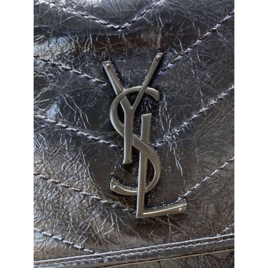 Super Clone Replica Vintage YSL Saint Laurent Niki Medium Crossbody Bag in Waxed and Oiled Leather, Black Top Replica Vintage YSL Saint Laurent Niki Medium Crossbody Bag in Waxed and Oiled Leather, Black