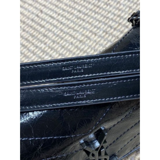 Super Clone Replica Vintage YSL Saint Laurent Niki Medium Crossbody Bag in Waxed and Oiled Leather, Black Top Replica Vintage YSL Saint Laurent Niki Medium Crossbody Bag in Waxed and Oiled Leather, Black