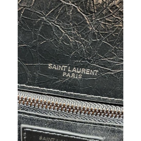 Super Clone Replica Vintage YSL Saint Laurent Niki Medium Crossbody Bag in Waxed and Oiled Leather, Black Top Replica Vintage YSL Saint Laurent Niki Medium Crossbody Bag in Waxed and Oiled Leather, Black
