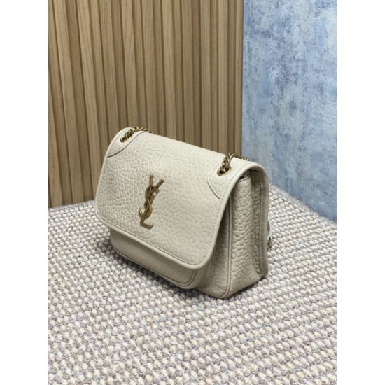 Super Clone Replica YSL Saint Laurent Niki Medium/Large shoulder bag in grained lambskin, beige Top Replica YSL Saint Laurent Niki Medium/Large shoulder bag in grained lambskin, beige
