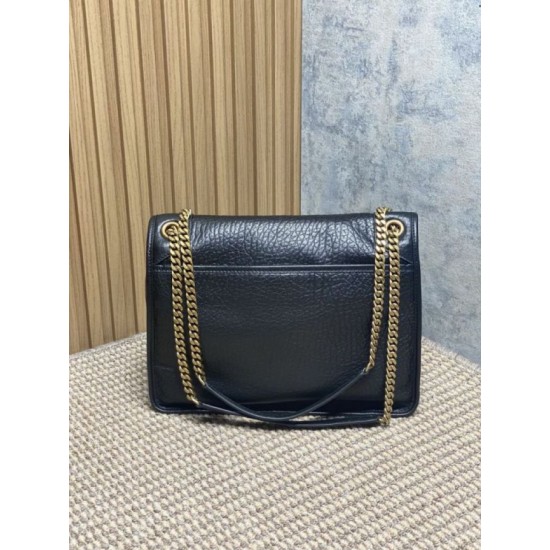 Super Clone Replica YSL Saint Laurent Niki Medium/Large shoulder bag in grained lambskin, black Top Replica YSL Saint Laurent Niki Medium/Large shoulder bag in grained lambskin, black
