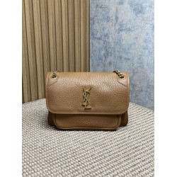 Top Replica YSL Saint Laurent Niki Medium/Large shoulder bag in grained lambskin, brown