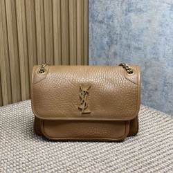 Top Replica YSL Saint Laurent Niki Medium/Large shoulder bag in grained lambskin, brown