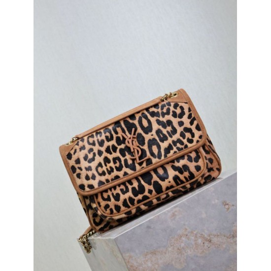 Top Replica YSL Saint Laurent Niki Chain Flap Bag, medium, leopard print