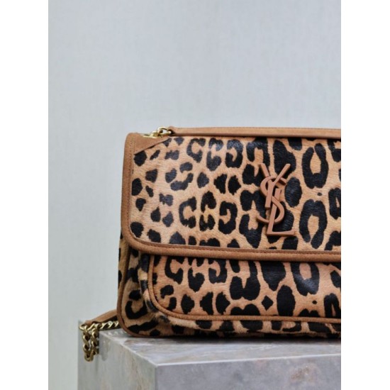 Top Replica YSL Saint Laurent Niki Chain Flap Bag, medium, leopard print