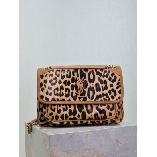 Top Replica YSL Saint Laurent Niki Chain Flap Bag, medium, leopard print