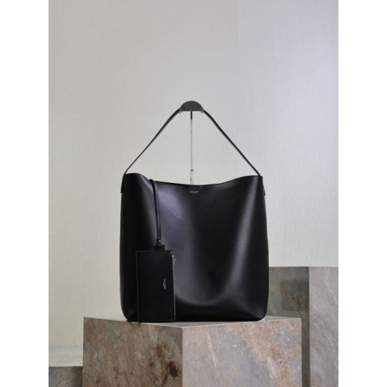 Super Clone Replica YSL Saint Laurent Bold hobo bag in smooth leather, black Top Replica YSL Saint Laurent Bold hobo bag in smooth leather, black
