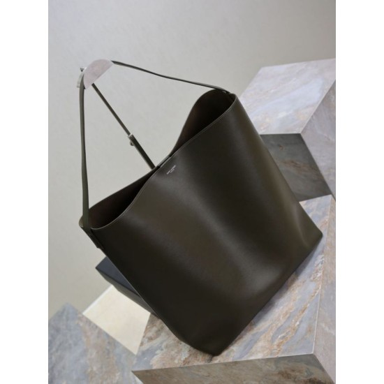 Super Clone Replica YSL Saint Laurent Bold hobo bag in smooth leather, dark green Top Replica YSL Saint Laurent Bold hobo bag in smooth leather, dark green