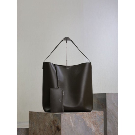 Super Clone Replica YSL Saint Laurent Bold hobo bag in smooth leather, dark green Top Replica YSL Saint Laurent Bold hobo bag in smooth leather, dark green