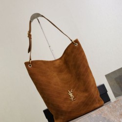 Top Replica YSL Saint Laurent Niki soft bucket bag in suede, caramel