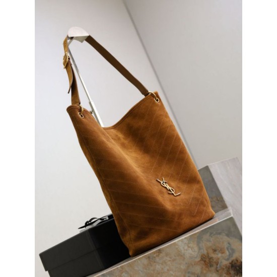 Top Replica YSL Saint Laurent Niki soft bucket bag in suede, caramel