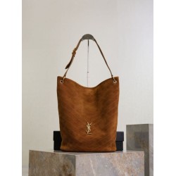 Top Replica YSL Saint Laurent Niki soft bucket bag in suede, caramel