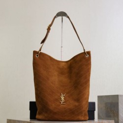 Top Replica YSL Saint Laurent Niki soft bucket bag in suede, caramel