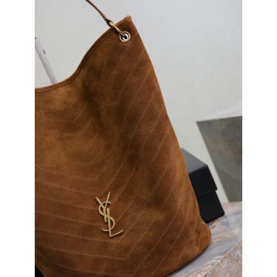 Top Replica YSL Saint Laurent Niki soft bucket bag in suede, caramel