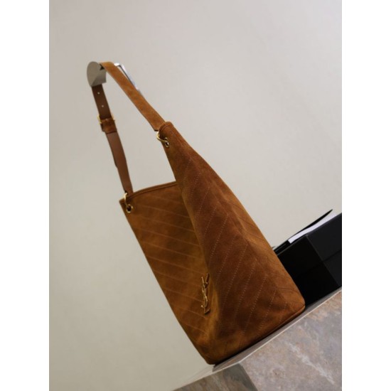 Top Replica YSL Saint Laurent Niki soft bucket bag in suede, caramel