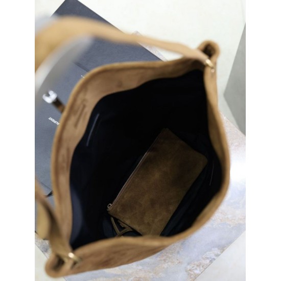 Top Replica YSL Saint Laurent Niki soft bucket bag in suede, caramel
