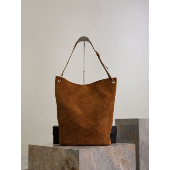 Top Replica YSL Saint Laurent Niki soft bucket bag in suede, caramel