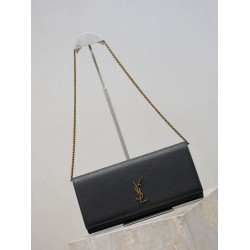 Super Clone Replica YSL Saint Laurent Kate clutch bag in grained leather, black Top Replica YSL Saint Laurent Kate clutch bag in grained leather, black