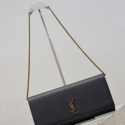 Super Clone Replica YSL Saint Laurent Kate clutch bag in grained leather, black Top Replica YSL Saint Laurent Kate clutch bag in grained leather, black