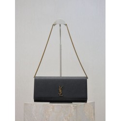 Top Replica YSL Saint Laurent Kate clutch bag in grained leather, black