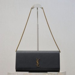 Top Replica YSL Saint Laurent Kate clutch bag in grained leather, black