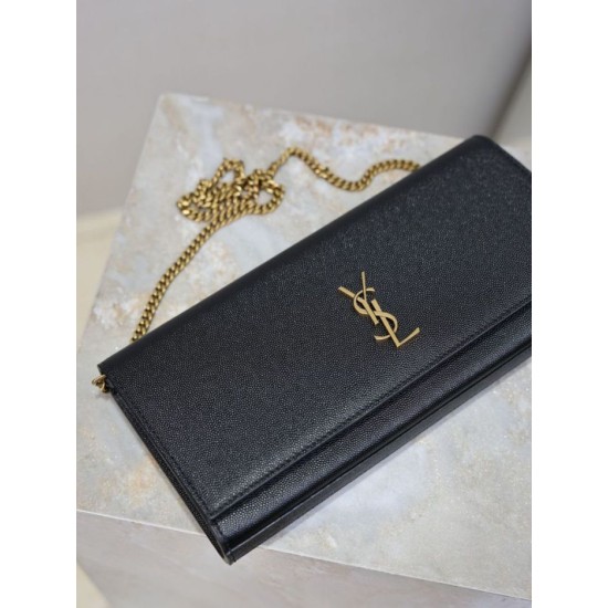 Super Clone Replica YSL Saint Laurent Kate clutch bag in grained leather, black Top Replica YSL Saint Laurent Kate clutch bag in grained leather, black