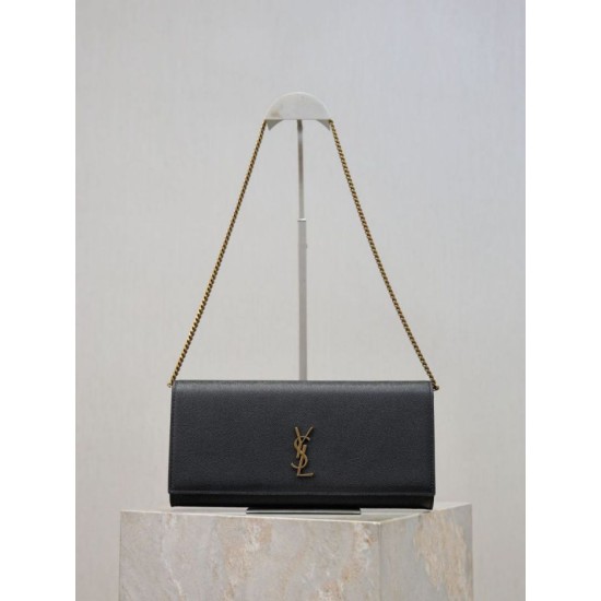 Super Clone Replica YSL Saint Laurent Kate clutch bag in grained leather, black Top Replica YSL Saint Laurent Kate clutch bag in grained leather, black