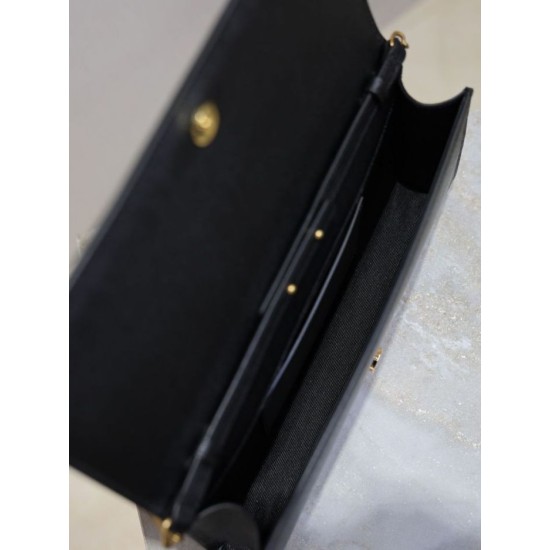 Super Clone Replica YSL Saint Laurent Kate clutch bag in grained leather, black Top Replica YSL Saint Laurent Kate clutch bag in grained leather, black