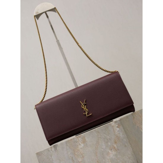 Super Clone Replica YSL Saint Laurent Kate clutch bag in grained leather, brown Top Replica YSL Saint Laurent Kate clutch bag in grained leather, brown