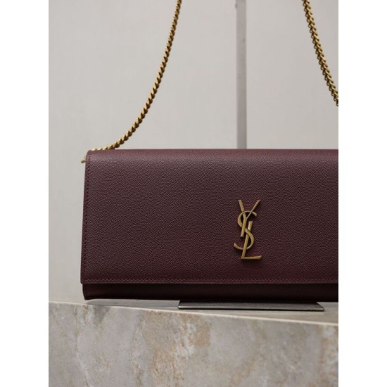 Super Clone Replica YSL Saint Laurent Kate clutch bag in grained leather, brown Top Replica YSL Saint Laurent Kate clutch bag in grained leather, brown